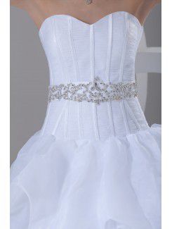 Organza Sweetheart Sweep Train A-line Embroidered Wedding Dress