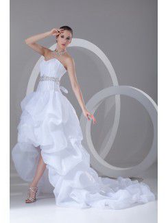 Organza Sweetheart Sweep Train A-line Embroidered Wedding Dress