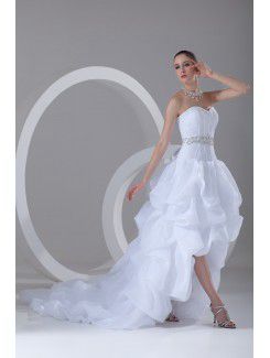 Organza Sweetheart Sweep Train A-line Embroidered Wedding Dress