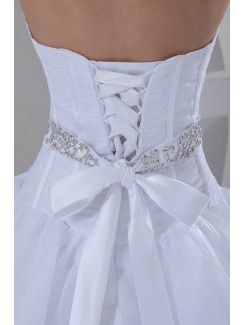 Organza Sweetheart Sweep Train A-line Embroidered Wedding Dress