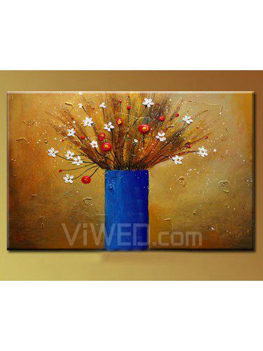 Pintado a mano de pintura al óleo con marco de flores estirada-16 " x 20 "