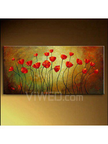 Hand-painted Flower Oil Painting with Stretched Frame