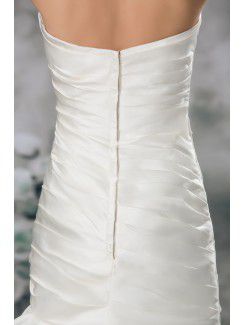 Satin Strapless Chapel Train Sheath Embroidered Wedding Dress