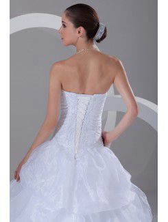 Organza Sweetheart Sweep Train A-line Embroidered Wedding Dress