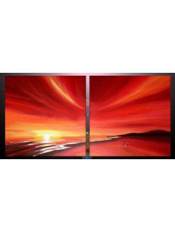 Abstract Hand-painted Oil Painting with Stretched Frame-Set of 2