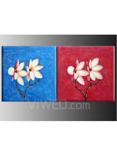 Hand geschilderde bloemen olieverf met gestrekte frame-set van 2