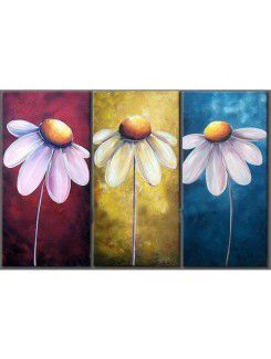 Hand-painted Abstract Oil Painting with Stretched Frame-Set of 3