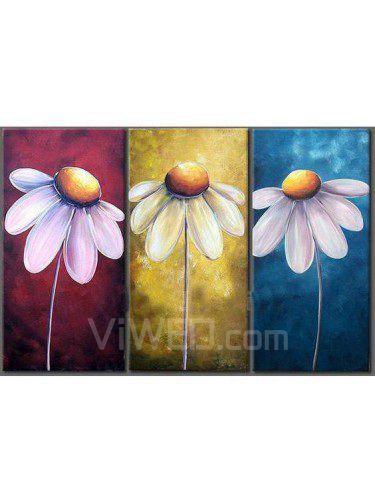 Hand-painted Abstract Oil Painting with Stretched Frame-Set of 3