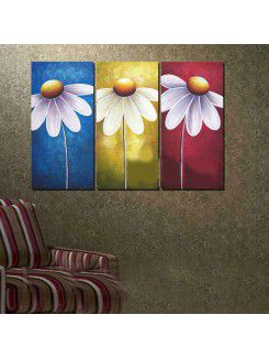 Hand-painted Abstract Oil Painting with Stretched Frame-Set of 3