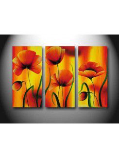 Hand-painted Abstract Oil Painting with Stretched Frame-Set of 3