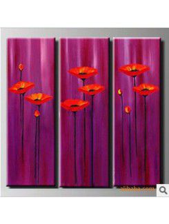 Hand-painted Abstract Oil Painting with Stretched Frame-Set of 3