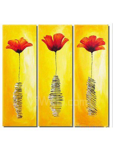 Hand-painted Abstract Oil Painting with Stretched Frame-Set of 3