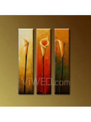 Hand-painted Abstract Oil Painting with Stretched Frame-Set of 3