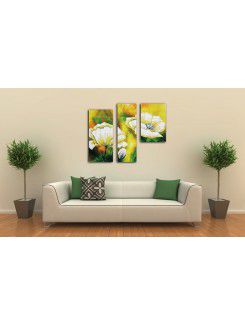 Hand-painted Abstract Oil Painting with Stretched Frame-Set of 3