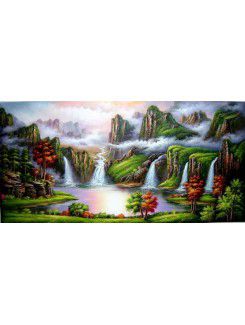 Peinture de paysage peint à la main huile avec cadre étiré-40 " x 24"