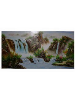 Pintura al óleo pintada a mano del paisaje con el marco de estirado-20 " x 40 "