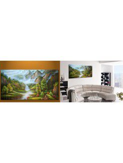 Hand-painted Landscape Oil Painting with Stretched Frame-40" x 24"