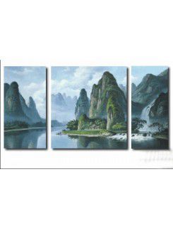 Hand-painted Landscape Oil Painting with Stretched Frame-Set of 3