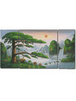 Hand-painted Landscape Oil Painting with Stretched Frame-Set of 3