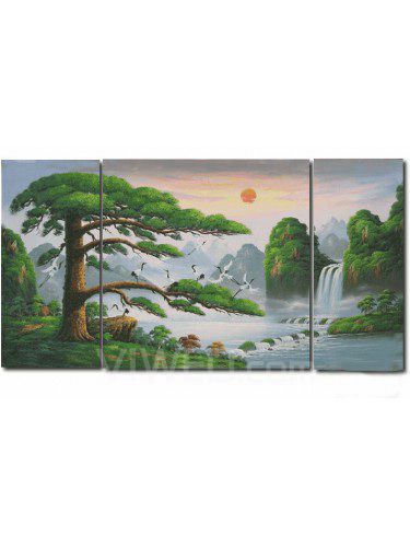 Hand-painted Landscape Oil Painting with Stretched Frame-Set of 3