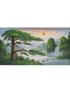 Hand-painted Landscape Oil Painting with Stretched Frame-40" x 24"