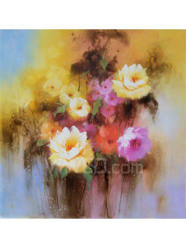 Hand-painted Flower Oil Painting with Stretched Frame-20" x 20"