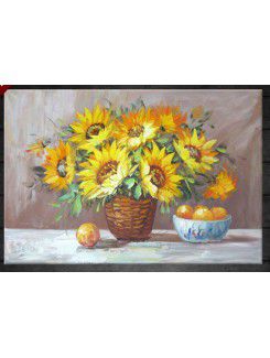 Flower Hand-painted Oil Painting with Stretched Frame-16" x 24"