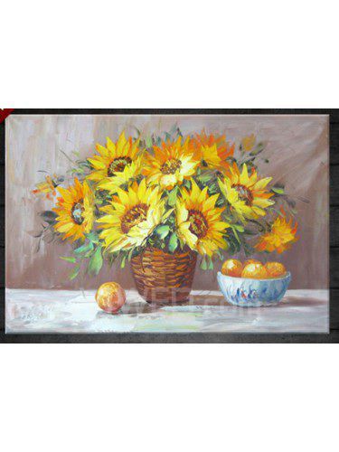 Bloem met de hand geschilderde olieverf met gestrekte frame-16 " x 24 "