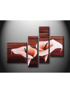 Hand-painted Flower Oil Painting with Stretched Frame-Set of 4