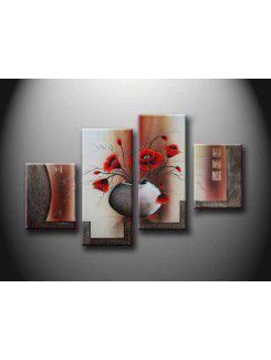 Hand-painted Flower Oil Painting with Stretched Frame-Set of 4