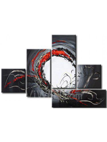 Hand-painted Abstract Oil Painting with Stretched Frame-Set of 5