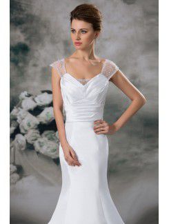 Satin Portrait Sweep Train Sheath Wedding Dress