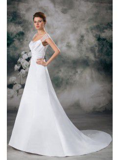 Satin Portrait Sweep Train Sheath Wedding Dress