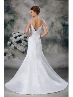 Satin Portrait Sweep Train Sheath Wedding Dress