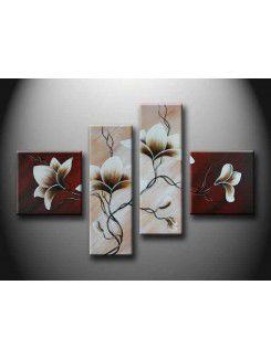 Hand-painted Flower Oil Painting with Stretched Frame-Set of 4