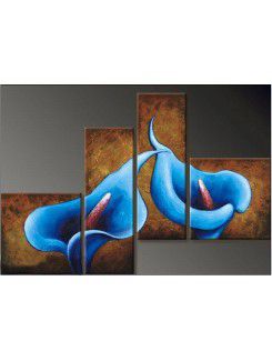 Hand-painted Flower Oil Painting with Stretched Frame-Set of 4