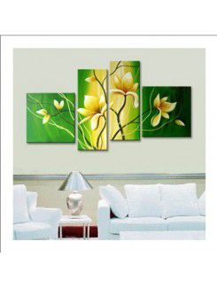 Flower Hand-painted Oil Painting with Stretched Frame-Set of 4