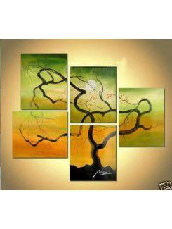 Abstracte hand geschilderde olieverf met gestrekte frame-set van 5