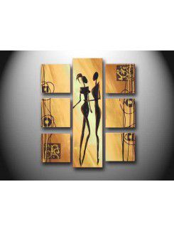 Hand-painted People Oil Painting with Stretched Frame-Set of 7