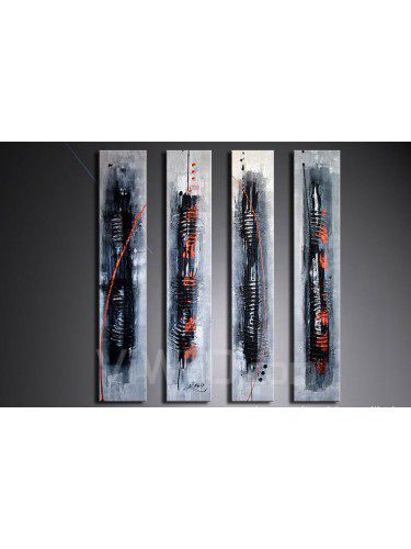 Hand-painted Abstract Oil Painting with Stretched Frame-Set of 4