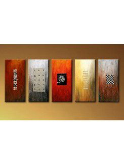 Hand-painted Abstract Oil Painting with Stretched Frame-Set of 5