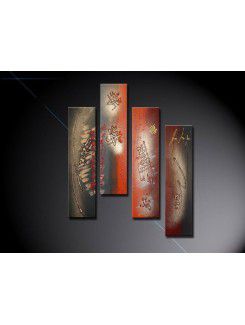 Hand-painted Abstract Oil Painting with Stretched Frame-Set of 4