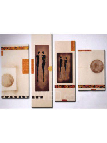 Håndmalt abstrakt oljemaleri med strukket ramme-sett med 4