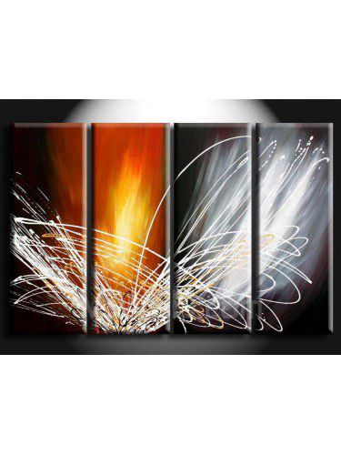 Hand-painted Abstract Oil Painting with Stretched Frame-Set of 4