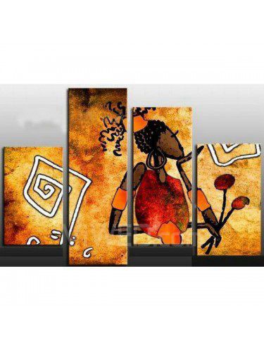 Ручная роспись абстрактной живописи маслом с растянутыми кадра-комплект из 4