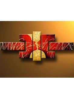 Abstract Hand-painted Kiss Oil Painting with Stretched Frame-Set of 4
