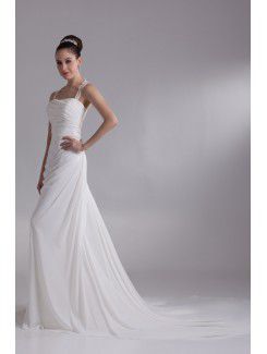 Chiffon Halter Chapel Train A-line Wedding Dress