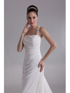 Chiffon Halter Chapel Train A-line Wedding Dress