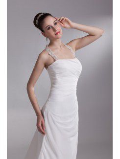 Chiffon Halter Chapel Train A-line Wedding Dress