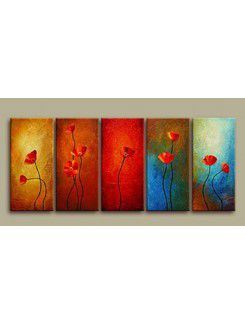 Abstract Hand-painted Oil Painting with Stretched Frame-Set of 5